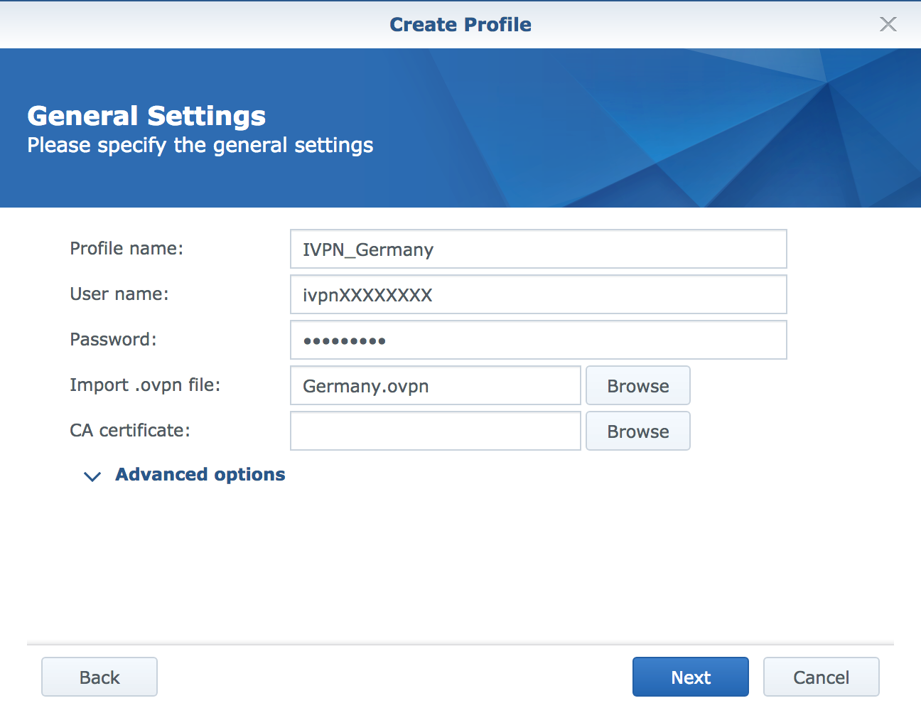 ivpn username and password